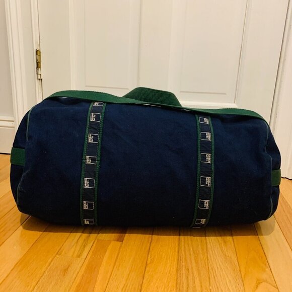 21” Goldman Sachs Canvas Duffel Green & Navy Banker Bag - Picture 11 of 16